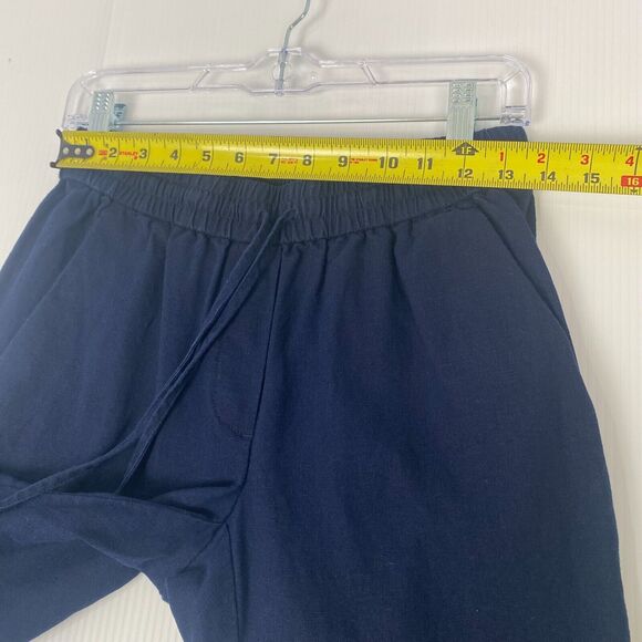 J.Crew Linen-Cotton Blend Navy Blue Drawstring Casual Pull On Pants Size 2 - Picture 8 of 16
